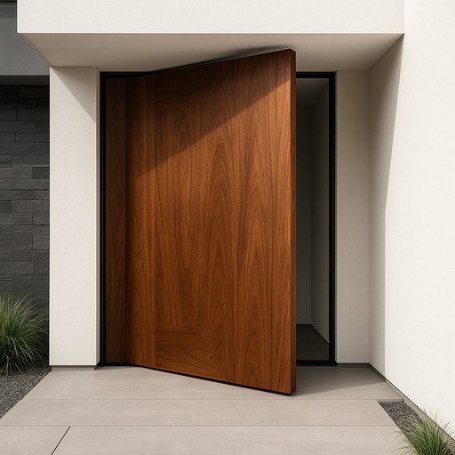 Puerta pivotante de madera